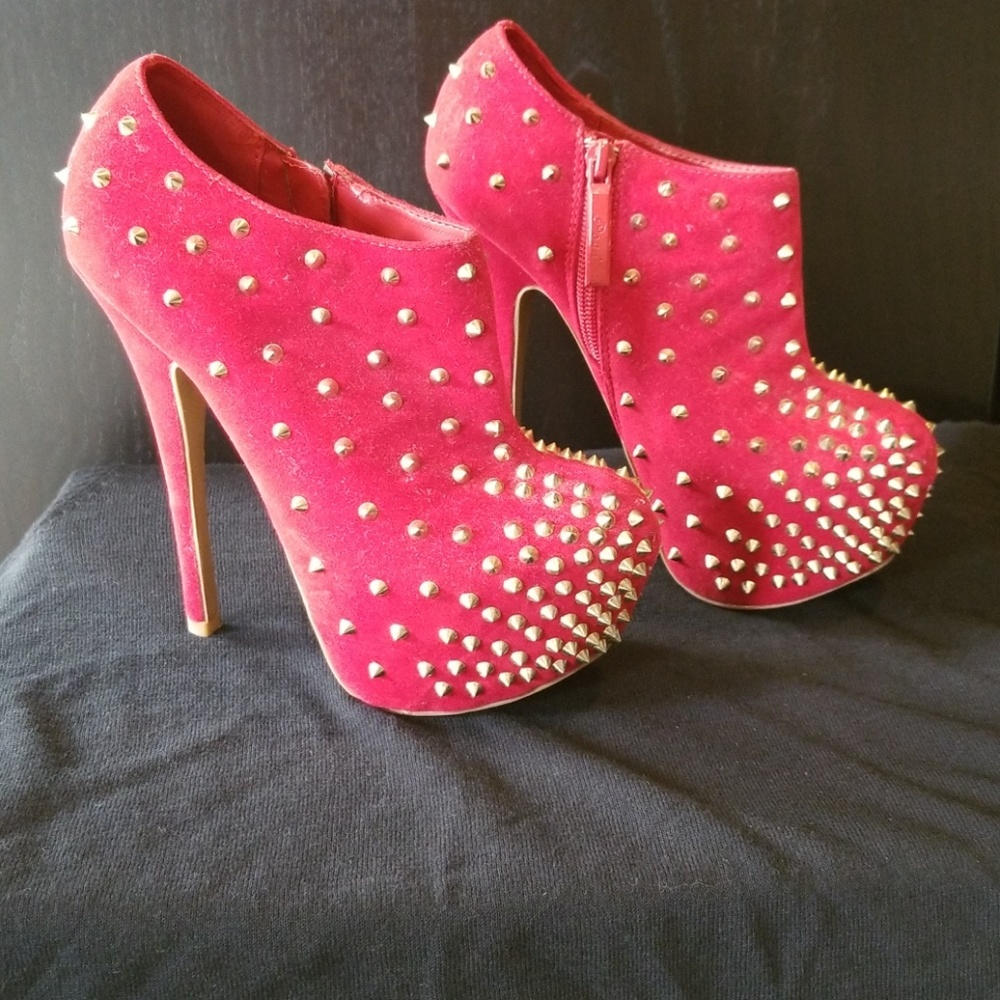 Red studded booties